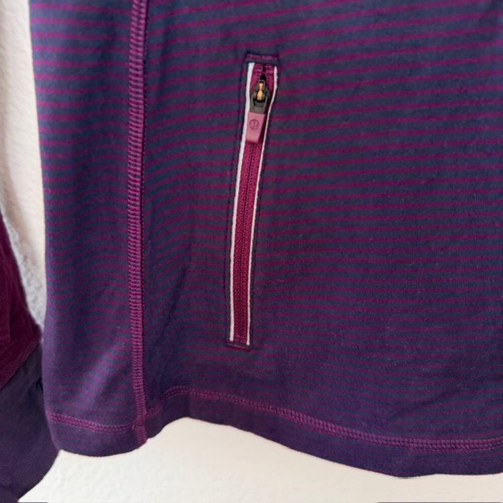 Lululemon Star Runner Pullover Hyper Stripe Plum/Plum Women 10 Half Zip Stretch - Picture 12 of 16